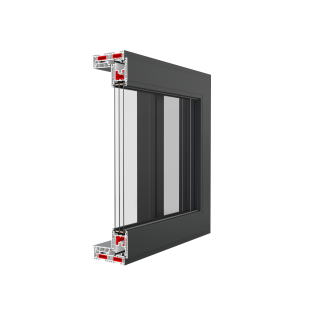 FENÊTRE LEVANTE-COULISSANTE EN PVC 1 CÔTÉ COULISSANTE NOIRE 2980 X 2100MM DROITE