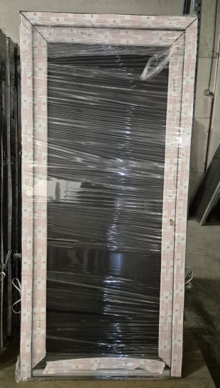 PORTE D'ENTREE PVC 2/2 PANNEAU NOIR 980 x 2100mm Droite - Béquille intérieur