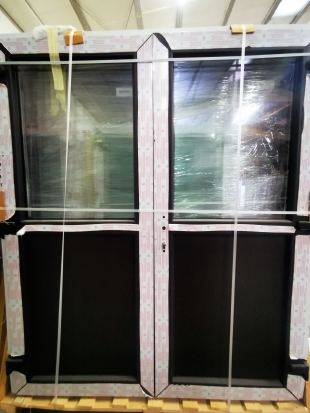 DOUBLE PORTE PVC 1/2 VITRAGE NOIR 1800 x 2100mm G