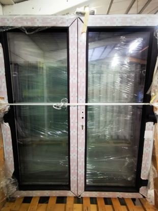 DOUBLE PORTE PVC 2/2 VITRAGE NOIR 1800 x 2100mm G