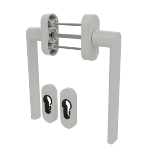 Set : 2 poignées pour fenêtre coulissante à levage en blanc + 2 plaques cylindriques blanches