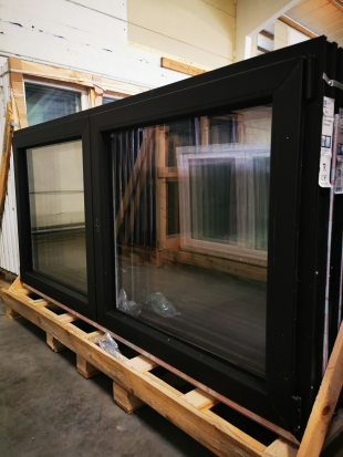 FENÊTRE DOUBLE OUVRANT OSCILLO BATTANT NOIR 2000 x 1000mm G