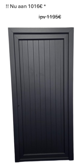 PVC Planchetdeur - Vertikaal gegroefd - 980 x 2100mm LINKS - ZWART