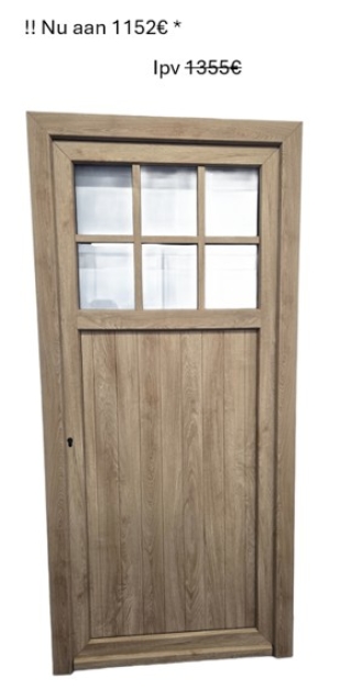 PVC Planchetdeur - 1/3 glas Satiné  - 980 x 2100mm RECHTS - TURNER OAK